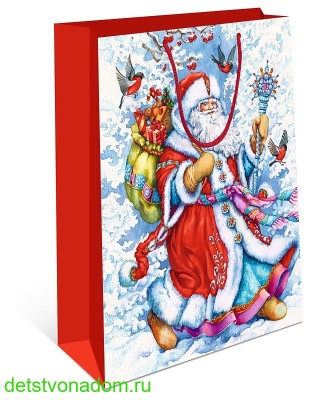 Пакет ламинированный "В гостях у Деда Мороза",  18 × 23 × 8 см