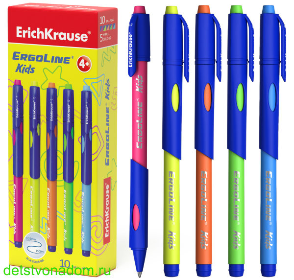 Ручка шариковая Erich Krause, ErgoLine, Kids, синяя