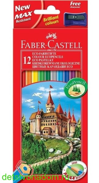 Карандаши цветные Faber-Castell Eco, "Замок", 12 цв., с точилкой